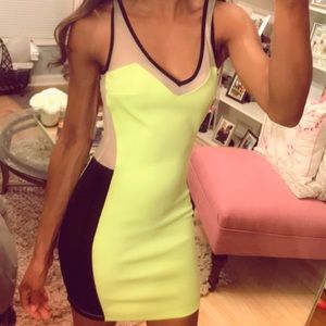 Neon and black dress with mesh
